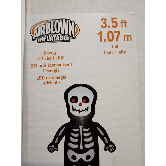 Gemmy Airblown Inflatable Skeleton 3.5 Ft Halloween Decoration LED Lights - Picture 7 of 8